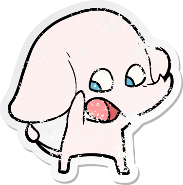 Bir insan tarafından çizilmiş şirin bir filin sıkıntılı çıkartması