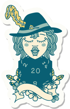 Bir insan tarafından çizilmiş 20 zarlı ozan etiketi.