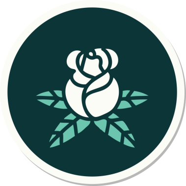 Bir insanın çizdiği tek bir gülün geleneksel stiliyle dövme çıkartması.