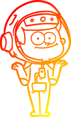 Bir insan tarafından çizilmiş mutlu bir astronot çizgi filminin sıcak gradyan çizimi