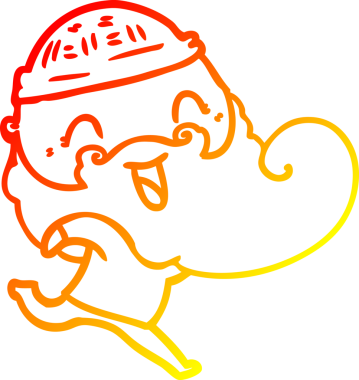 Bir insan tarafından çizilmiş mutlu sakallı bir adamın sıcak çizgisi.