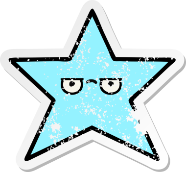 Bir insan tarafından çizilmiş sevimli bir yıldız balığının sıkıntılı çıkartması.