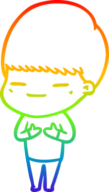 Gökkuşağı gradyan çizgi çizimi bir insan tarafından çizilmiş kendini beğenmiş bir çocuk.