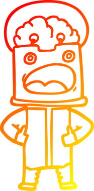 Bir insan tarafından çizilen çizgi film robotunun sıcak çizgi çizimi