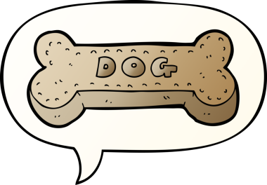 Bir insan tarafından çizilmiş, konuşma baloncuklu çizgi köpek bisküvisi.