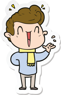 Bir insan tarafından çizilmiş heyecanlı bir adamın çıkartması.