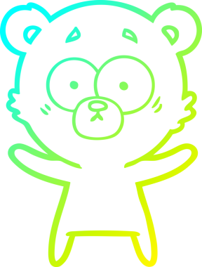 Bir insan tarafından çizilen şaşırmış ayı karikatürünün soğuk gradyan çizgisi