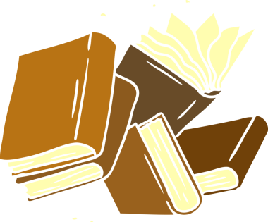 Bir insan tarafından çizilmiş bir kitap koleksiyonunun el çizimi karikatürü.