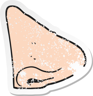 Bir insan tarafından çizilmiş karikatür burnunun gerilmiş yapıştırması.