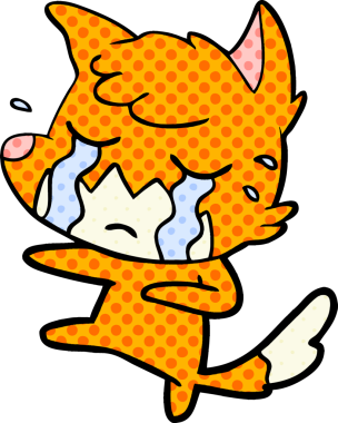 Bir insan tarafından çizilmiş ağlayan tilki çizgi filmi.