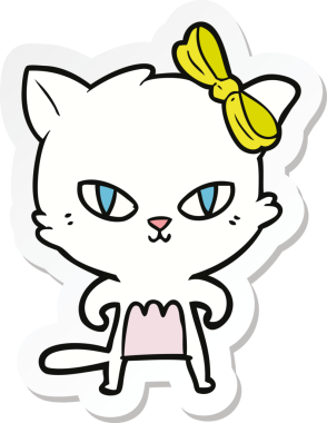 Bir insan tarafından çizilmiş şirin bir çizgi film kedisinin çıkartması.