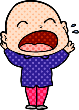 Bir insan tarafından çizilmiş kel adam diye bağıran çizgi film.