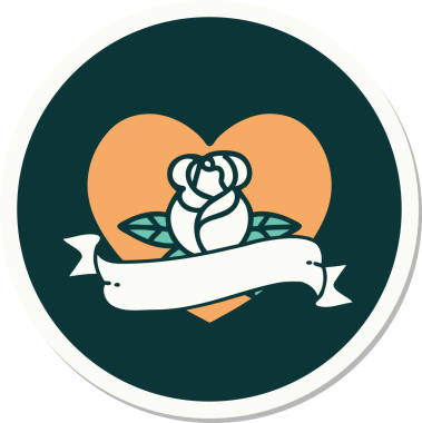 Bir insan tarafından çizilmiş, geleneksel kalp şeklinde dövme çıkartması.