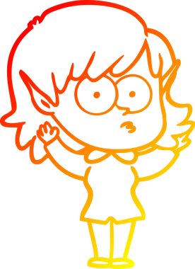 Bir insan tarafından çizilmiş, çizgi film karakteri bir elf kızı çizimi.