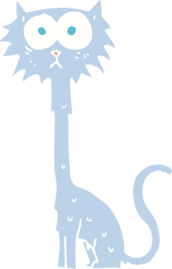 Bir insan tarafından çizilmiş kedinin düz renk çizimi