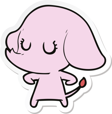 Bir insan tarafından çizilmiş şirin bir fil çıkartması.