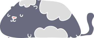 Bir insan tarafından çizilmiş düz renkli çizgi film kedisi