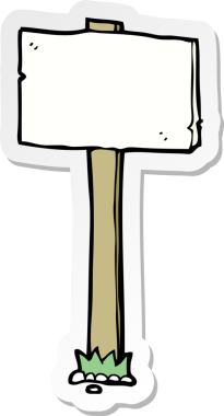 Bir insan tarafından çizilmiş bir çizgi film tabelasının çıkartması.