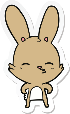 Bir insan tarafından çizilmiş meraklı bir tavşan karikatürü.