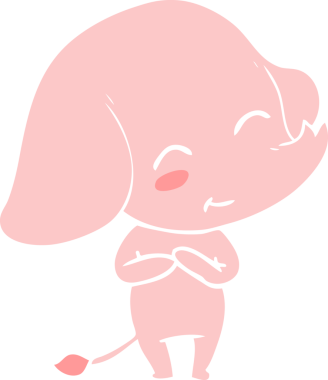 Bir insan tarafından çizilmiş düz renk çizgi film fili.