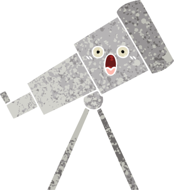 Bir insan tarafından çizilmiş bir teleskobun retro çizim tarzı karikatürü