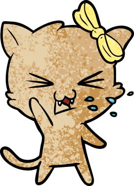 Bir insan tarafından çizilmiş çizgi film kedisi.