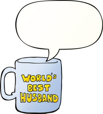 Dünyanın en iyi kocası, bir insan tarafından çizilmiş düzgün eğimli konuşma baloncuğu ile enayidir.