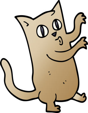 Bir insan tarafından çizilmiş karikatür dans eden kedi.