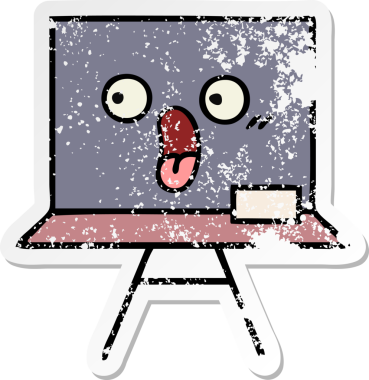 Sevimli bir karikatür tahtası insan tarafından çizilmiş sıkıntılı bir çıkartma.