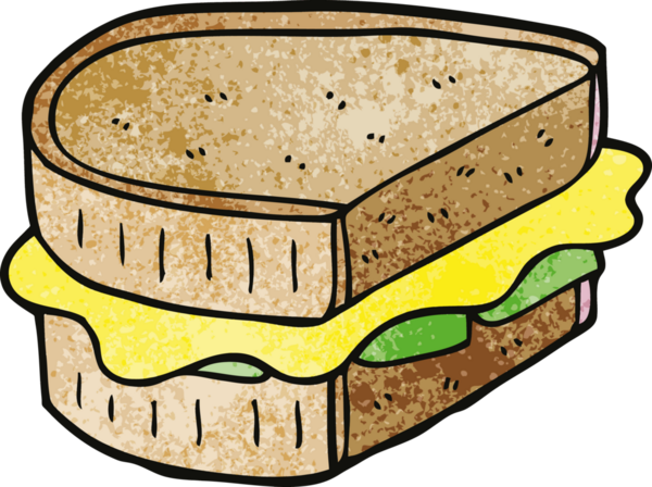 Bir insan tarafından çizilmiş karalama tostlu sandviç.