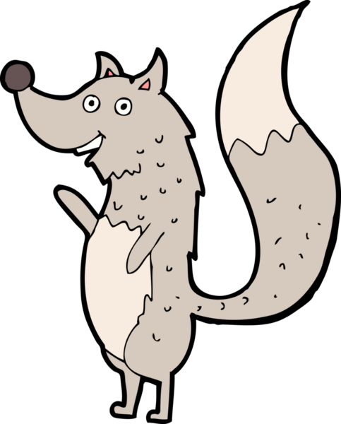 Bir insan tarafından çizilmiş, el sallayan bir kurt.