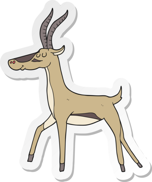 Bir insan tarafından çizilmiş çizgi film ceylanı çıkartması.