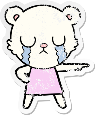 Ağlayan kutup ayısının sıkıntılı çıkartması bir insan tarafından çizilmiş.