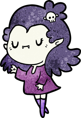 Bir insan tarafından çizilmiş şirin vampir kız çizgi filmi.