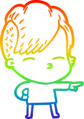 gökkuşağı gradyan çizimi bir çizgi film kızı bir insan tarafından çizilmiş.