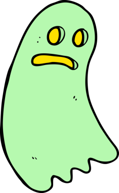 Bir insan tarafından çizilmiş çizgi film hayaleti.