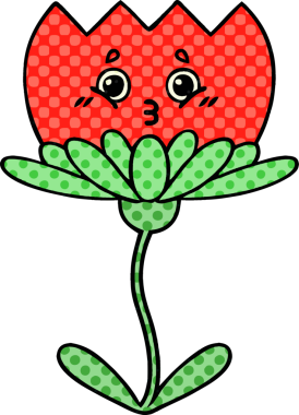 Bir insan tarafından çizilmiş bir çiçeğin karikatürü.