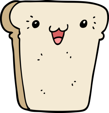 Bir insan tarafından çizilmiş bir ekmek dilimi.