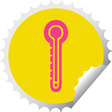 Bir insan tarafından çizilmiş cam termometrenin dairesel soyma etiketi.