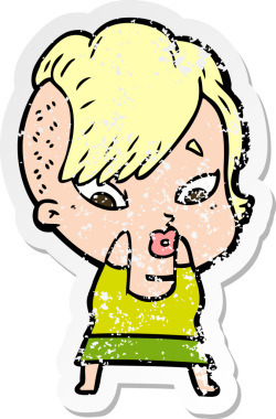 Bir insan tarafından çizilmiş üzgün bir karikatür çıkartması.