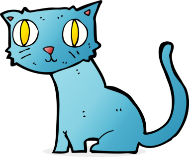 Bir insan tarafından çizilmiş çizgi film kedisi.