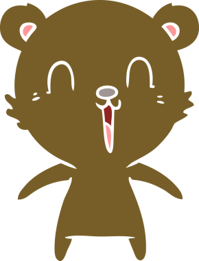 Bir insan tarafından çizilmiş mutlu, düz renkli çizgi film ayısı.