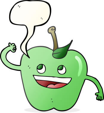 Bir insan tarafından çizilmiş serbest konuşma balonu çizgi film elması