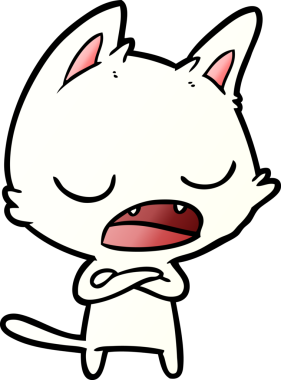 Bir insan tarafından çizilmiş konuşan kedi çizgi filmi.