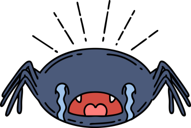 Bir insan tarafından çizilmiş geleneksel ağlayan örümcek dövmesi.