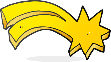 Bir insan tarafından çizilmiş serbest çizim karikatür dekoratif kayan yıldız