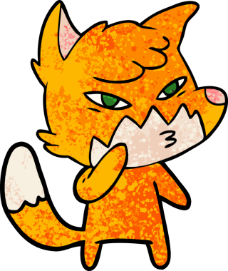 Bir insan tarafından çizilmiş akıllı çizgi film tilkisi.