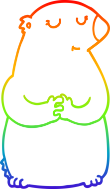 Gökkuşağı gradyanı çizimi. Bir insan tarafından çizilmiş şirin bir ayı çizgi filmi.