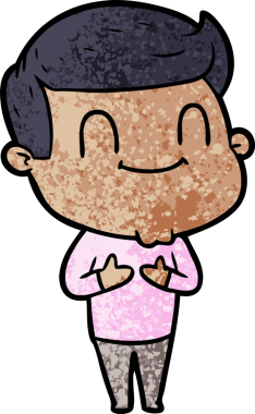 Bir insan tarafından çizilmiş çizgi film dostu bir adam.