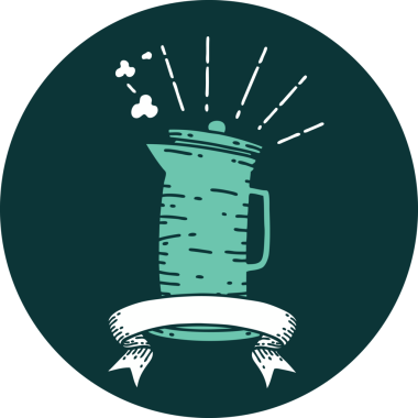 Bir insan tarafından çizilmiş dövme stili kahve sürahisi.